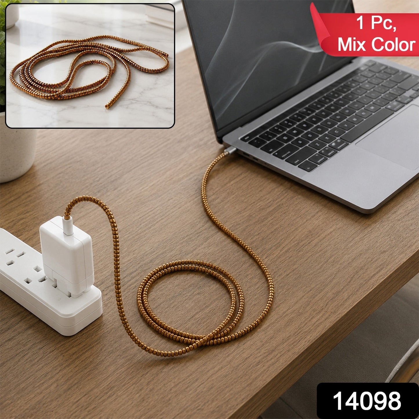 Spiral Cable Protector Sleeve for Laptop Charger Cable, Flexible Cord Saver (1 Pc)