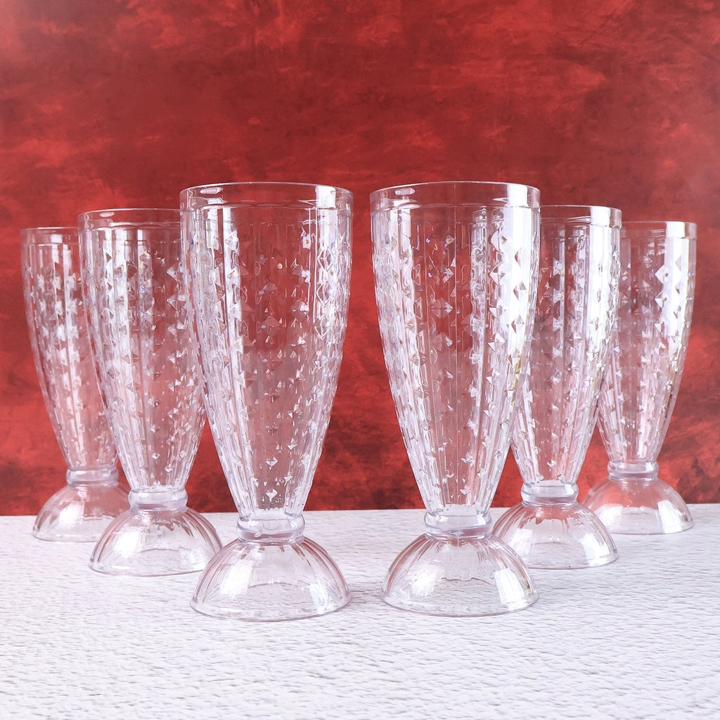 Supermom Transparent Plastic Milkshake Glass Set (400ml  6 Pc)