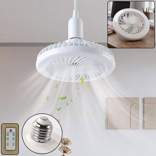 Remote control ceiling fan with light and E27 socket LED lamp for home (1 set)