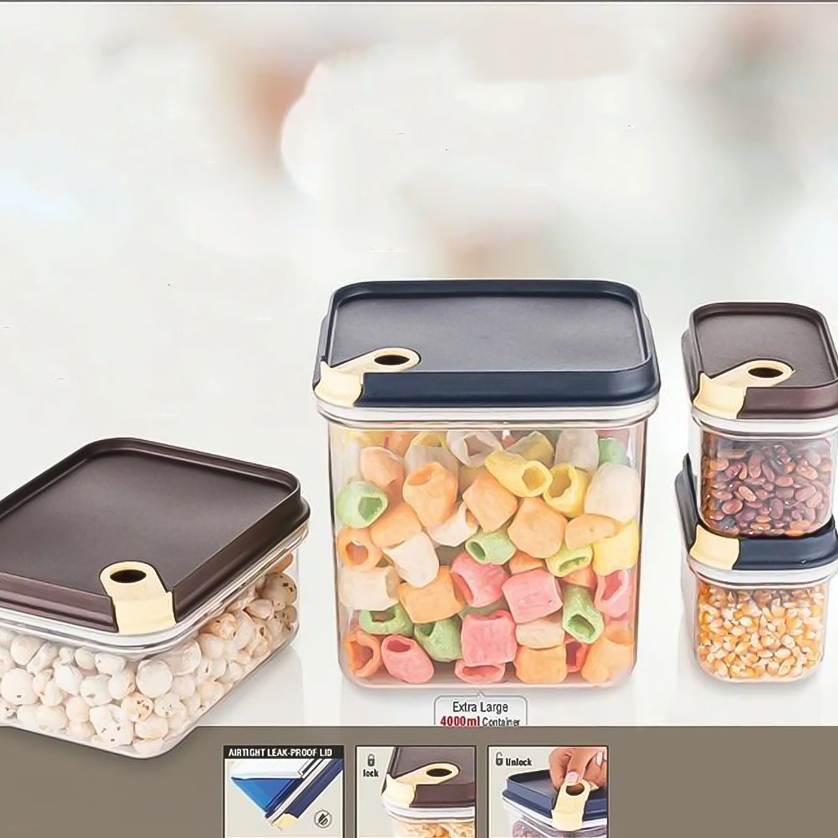 Ritu Push N Lock Airtight Food Storage Container Set (4 Pc)