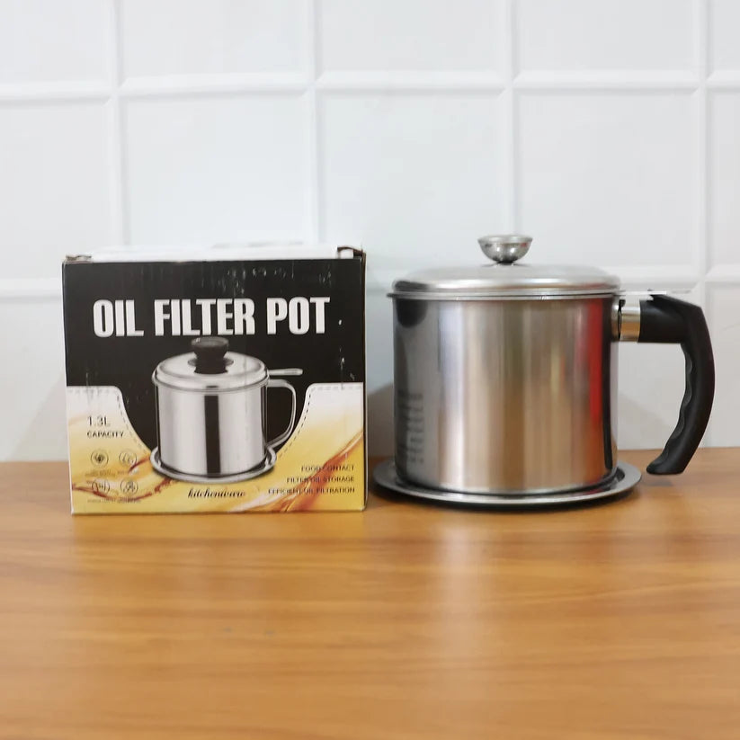 Stainless Steel Oil Filter Pot  1.3 L Durable & Reusable
