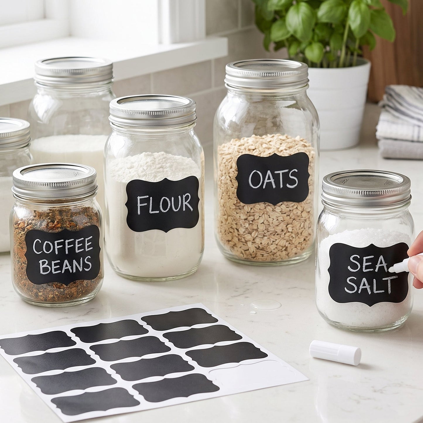 Self adhesive chalkboard labels for home and kitchen